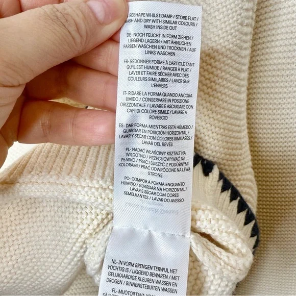 NWOT Boden Lena Cream Stitch Detail Jumper Women’s Bishop Sleeve Sweater Sz L - Picture 8 of 12